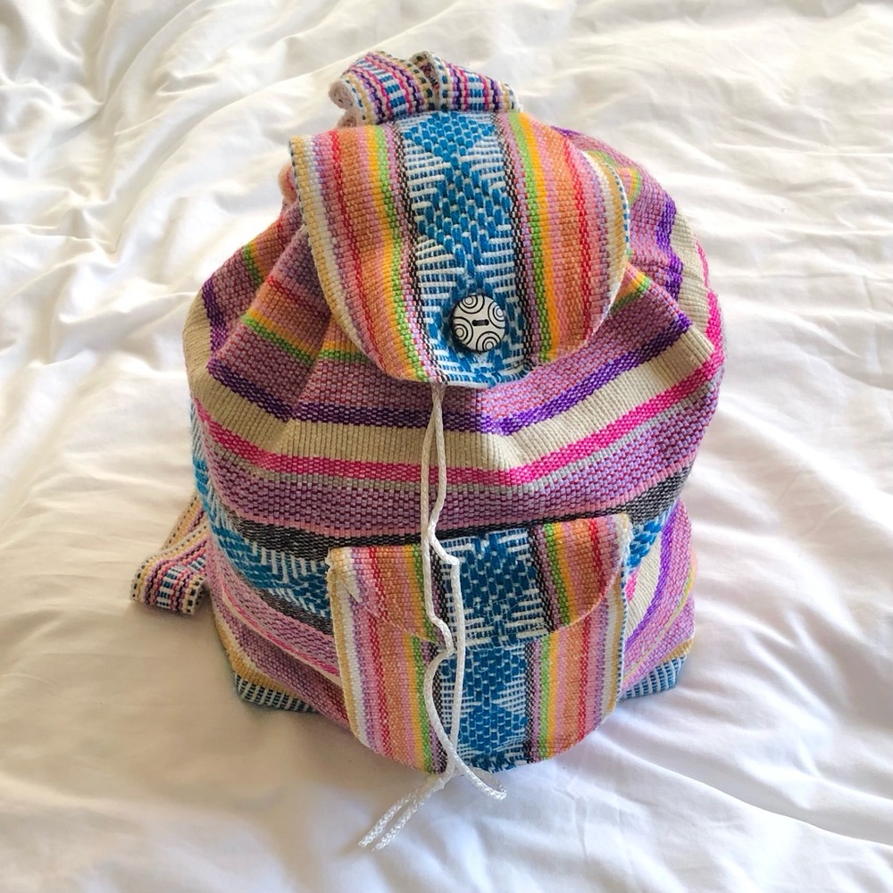 Handmade Mexican Multicolored Woven Backpack